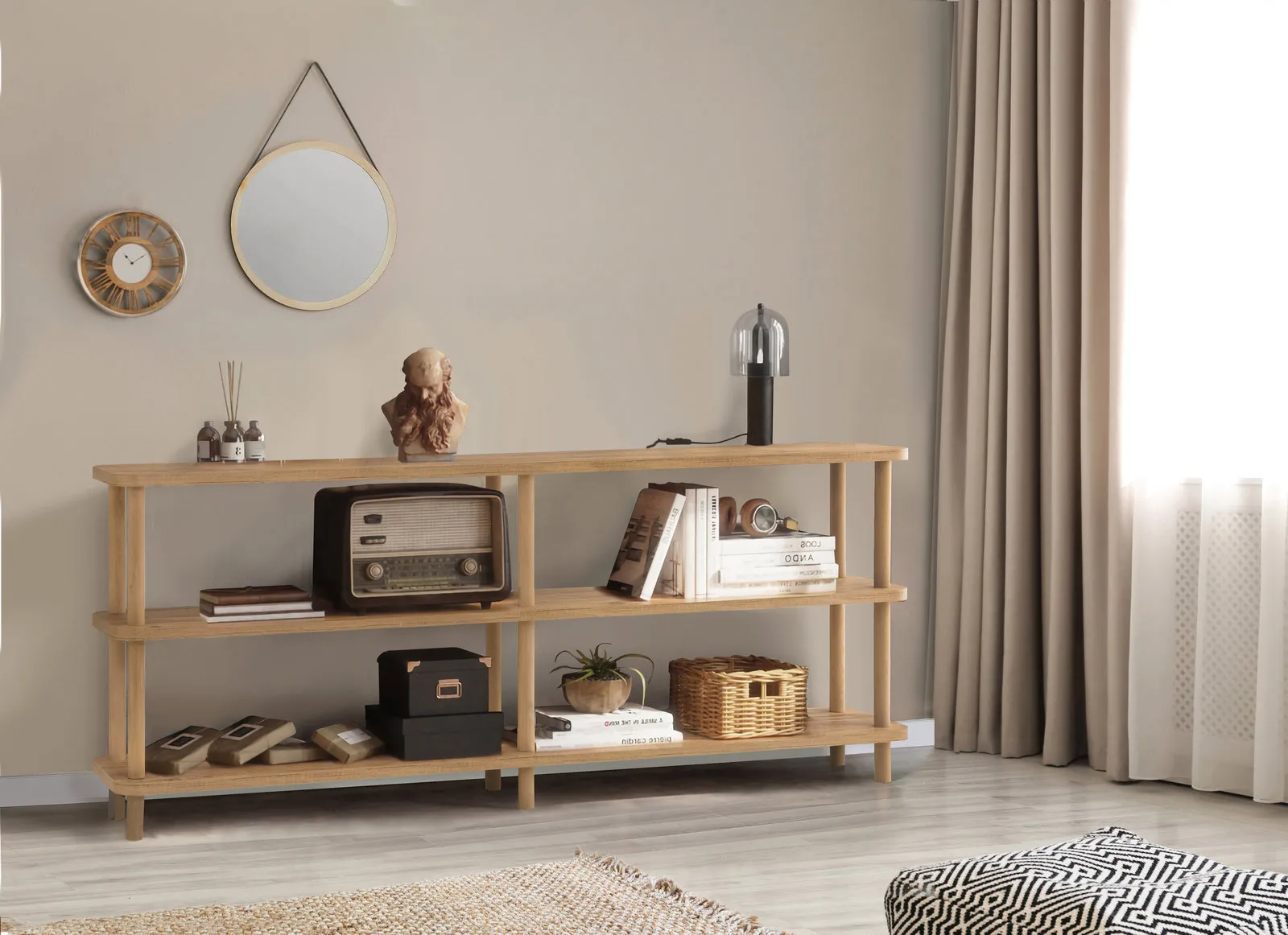 LUNA ZEN KİTAPLIK 180X35 NATURAL