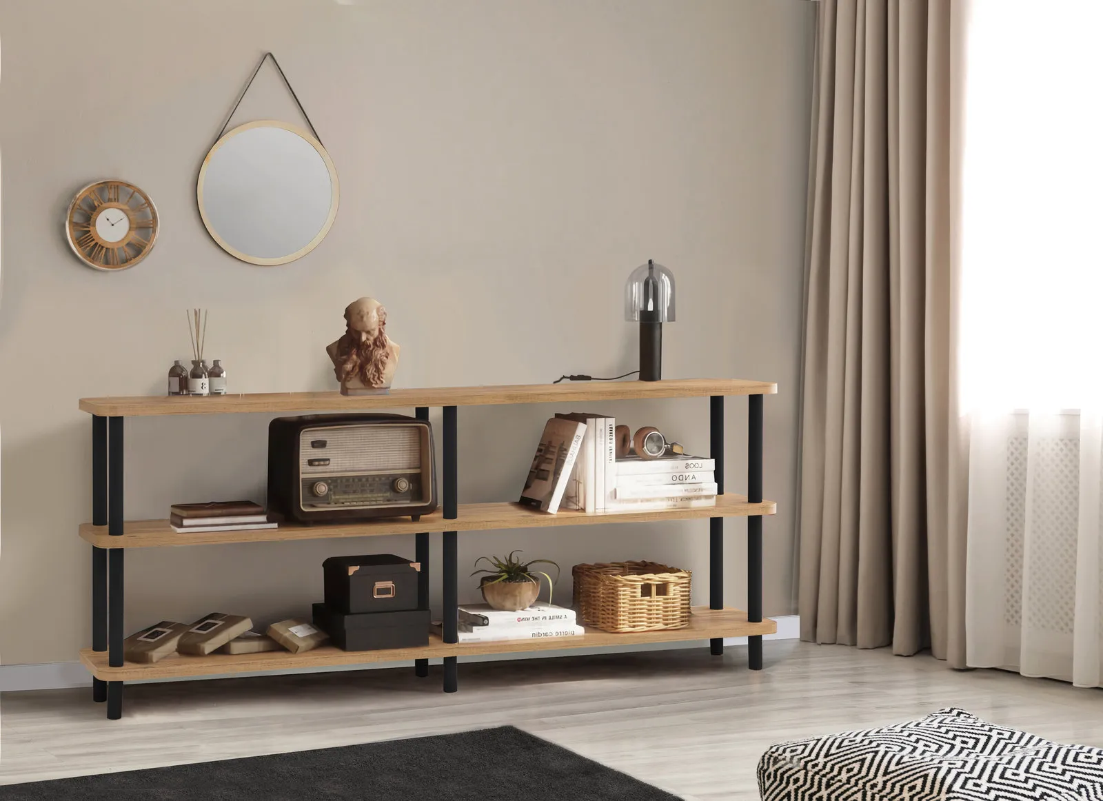 LUNA ZEN KİTAPLIK 180X35 SİYAH