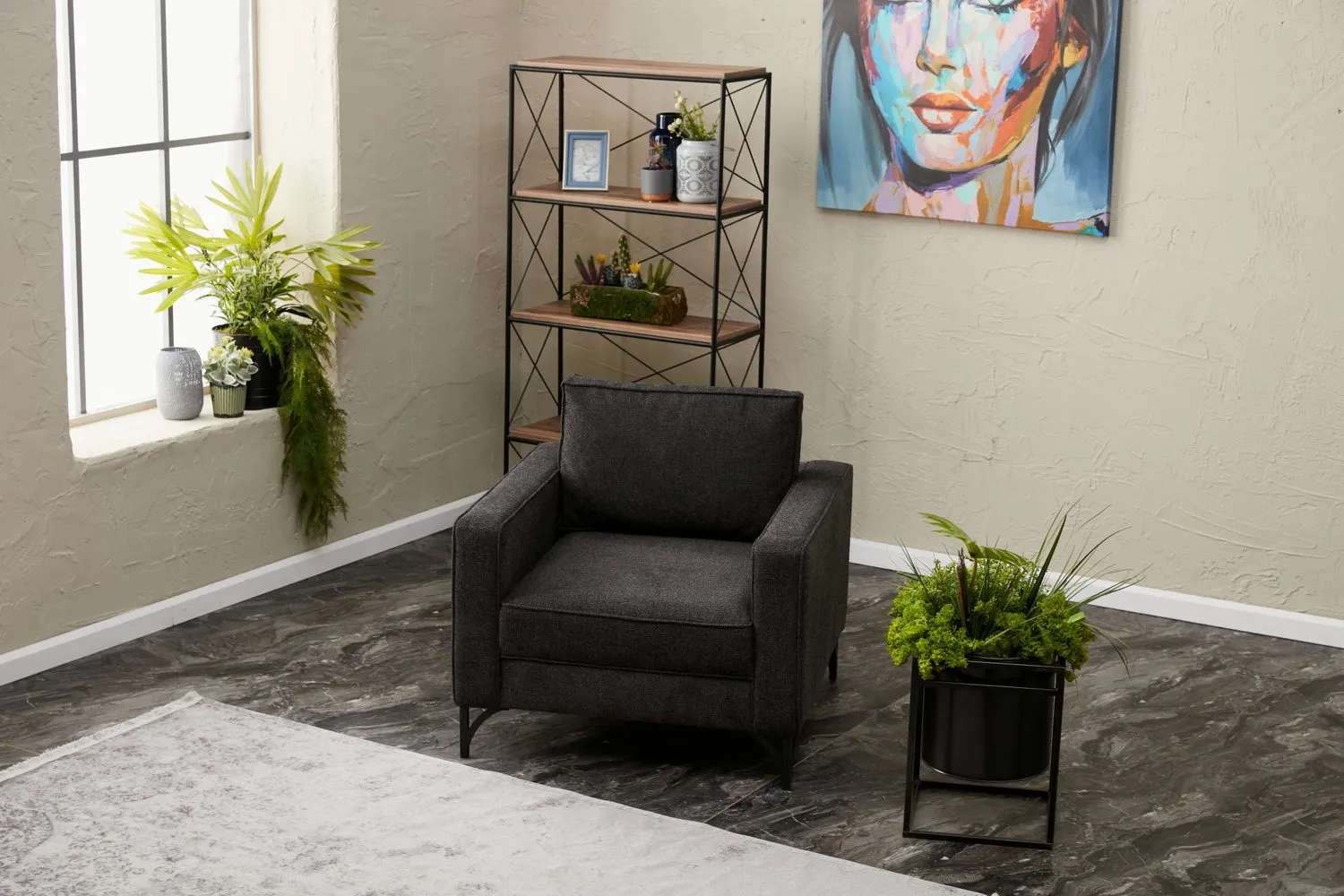 Berlin Serisi Tekli Koltuk Antrasit Siyah